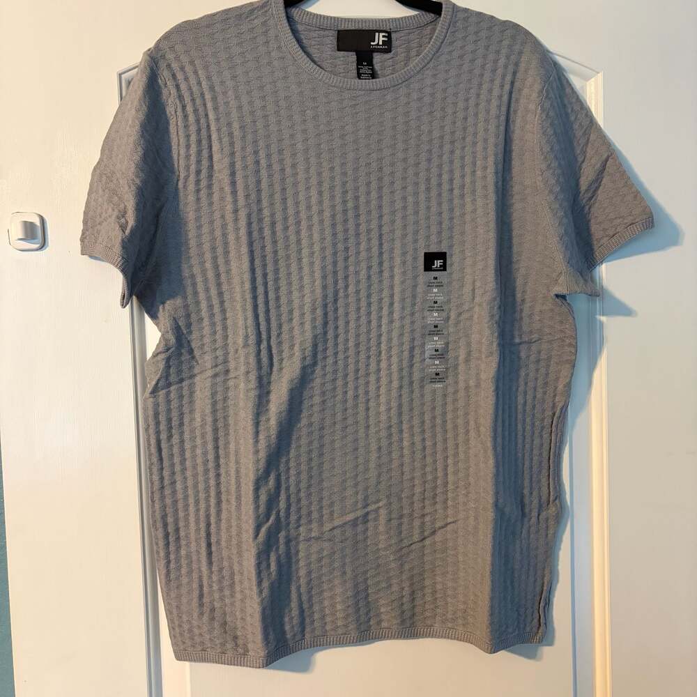 J.Ferrar Gray Umbra Soft Touch Short Sleeve Crew Neck Waffle Knit T-Shirt